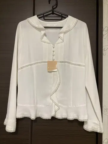 KETTY 화이트 긴팔 셔츠 레이스 장식 M
