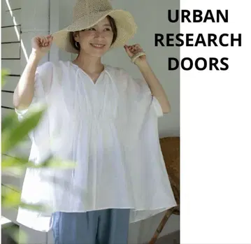 URBAN RESEARCH DOORS 린넨 개더 블라우스