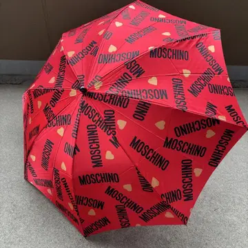 MOSCHINO 접이식 우산 로고 프린트 레드