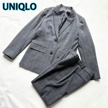 UNIQLO 그레이 체크 무늬 팬츠 셋업 여성용 캐주얼