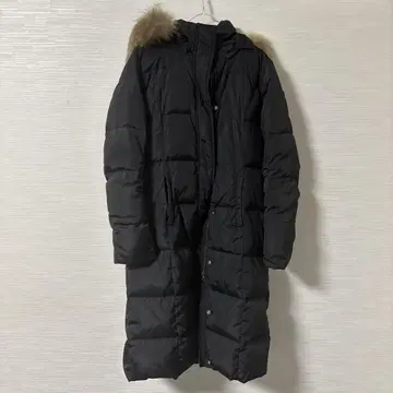 후드 부착 롱 다운 자켓 블랙