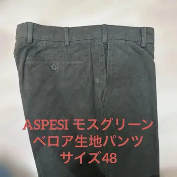ASPESI 모스그린 벨로아 원단 팬츠 사이즈 48