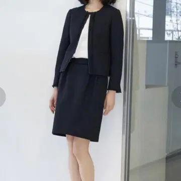 유나이티드 애로우즈 네이비 프린지 스커트 셋업