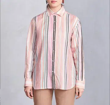 UNITED ARROWS 스트라이프 린넨 긴팔 셔츠 멀티 컬러