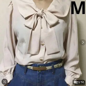 일본제 레트로 도트 리본 블라우스 9