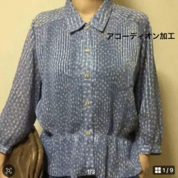 일본제 레트로 페플럼 쉬폰 블라우스