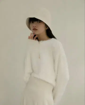 [ philme ] shaggy short knit White