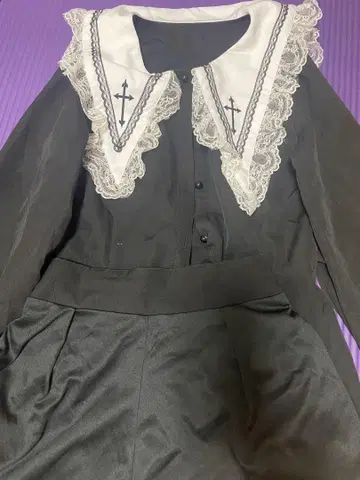 MARS BIG 옷깃 크로스 자수 셋업