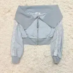 24AW 다리치 오프숄더 레이스 맨투맨 상의 블루