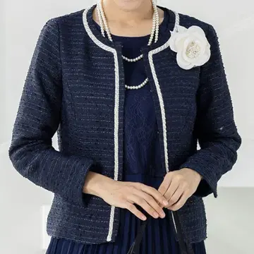 AddRouge 15ABR 2XL 노카라 자켓 트위드 네이비
