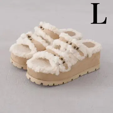 미개봉 새상품 다리치 페이크 무스탕 벨트 슬립온 아이보리 L
