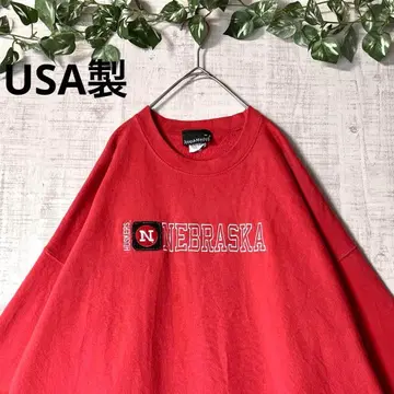 USA 빈티지 맨투맨 트레이닝복 NEBRASKA 자수 빨간색 XXL