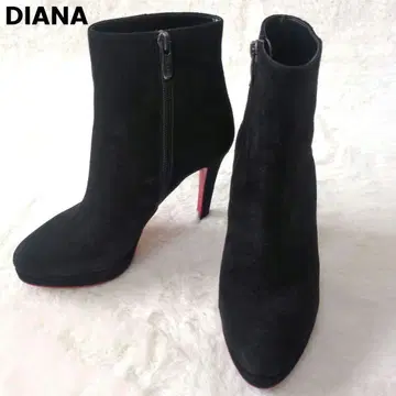 다이애나 DIANA 일본제 블랙 스웨이드 숏부츠 23.0cm 밑창 빨간색