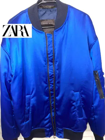 ZARA 파랑 MA-1 플라이트 자켓 새틴 마감