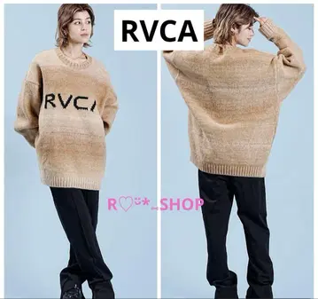RVCA/루카 여성용 스웨터 로고 빅 사이즈 니트 베이지 M