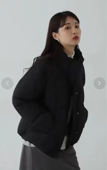 N. 스탠드 카라 숏 다운 코트 블랙 S