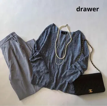 drawer 드로워 코튼 V넥 니트 풀오버