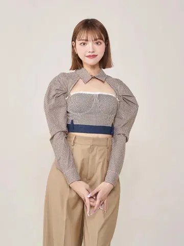 Darich 깅엄 체크 앙상블 상의