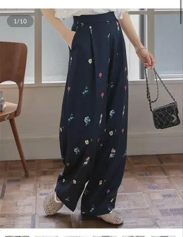 꽃무늬 프린트 와이드 턱 팬츠 [M4225]