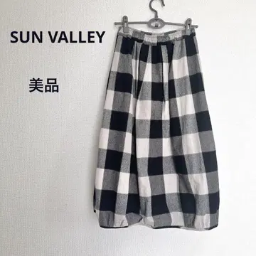 SUNVALLEY 선밸리 블록 체크 벌룬 롱 스커트