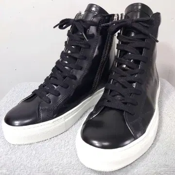 AMB 가죽 하이컷 스니커즈 블랙 36 23cm