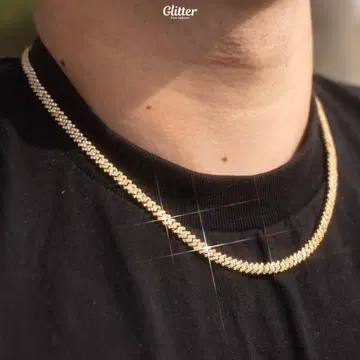 [ Glitter ] Iced Out Prong Chain (5mm)