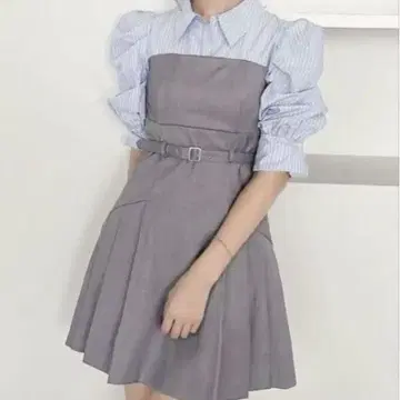 dazzlin 레이어드 셔츠 미니 원피스