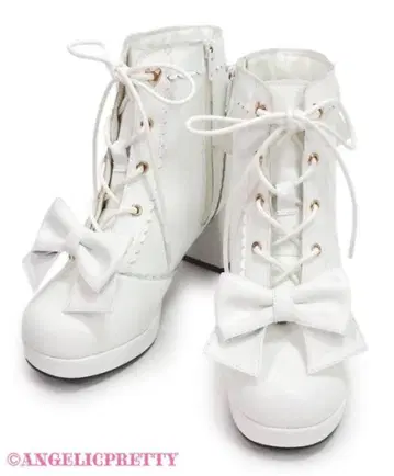 Angelic Pretty 레이스업 Girly 부츠 시로 L