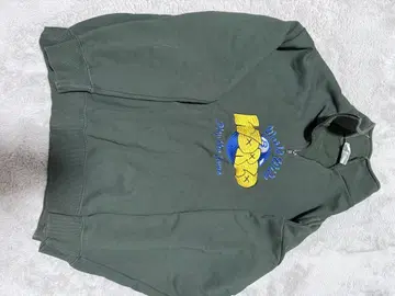 Males Style 다크 그린 하프 지퍼 후드티