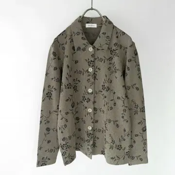USED 구제 의류 꽃무늬 자카드 니트 쉘 버튼 블라우스 셔츠