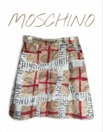 MOSCHINO 모스키노 체크 미니 랩 스커트 플리츠 로고