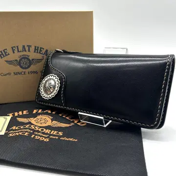 미사용급 THE FLAT HEAD 장지갑 콘초 실버925 블랙
