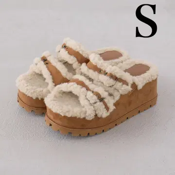 미개봉 새상품 다리치 페이크 무스탕 벨트 슬립온 카멜 S
