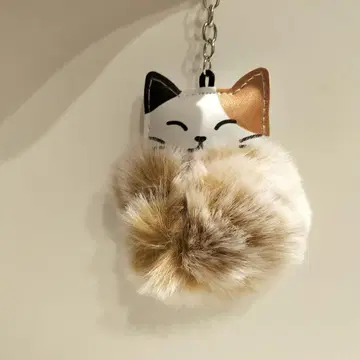 백참 키링 키링 고양이 네코 복슬복슬 에코퍼 보풀