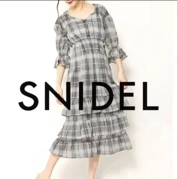 새상품급 스나이델 체크 시어 티어드 롱 원피스 SNIDEL