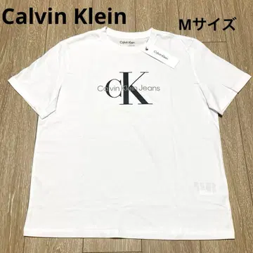 택 포함 Calvin Klein T셔츠 화이트 로고 M 사이즈