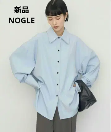 택 포함 미사용 새상품 [ NOGLE ] 드레이프 오버 셔츠 블루