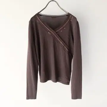 00s y2k 구제 의류 스팽글 카슈쿨 상의 페어리 그런지