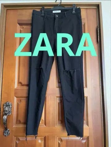 [ 새상품 ] ZARA 데미지 진 빅 사이즈 ( 블랙 )