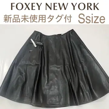 미사용 새상품 폭시 FOXEY 가죽 스커트 플레어 스커트 가죽