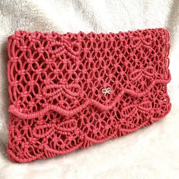 [ 미사용급 ] 안야 힌드마치 클러치백 짜임 파우치 빨간색 리본