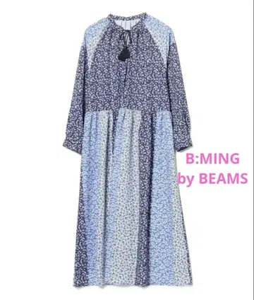 B:MING by BEAMS / 패널 프린트 원피스 블루
