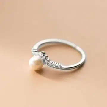 097C1 [ 펄 ] 싱글 볼 5mm 다이아 실버 프리 반지 얇은 925
