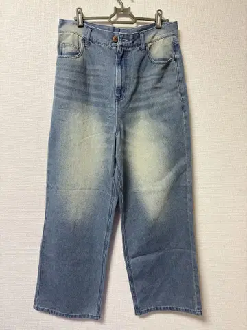 edakka 데님 오버다이 팬츠 와이드 스트레이트 데님 LARGE