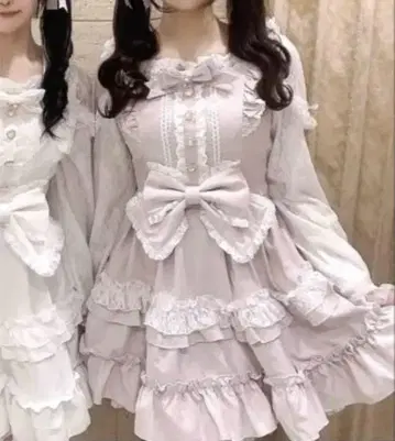 티아라 리본 티어드 원피스 핑크