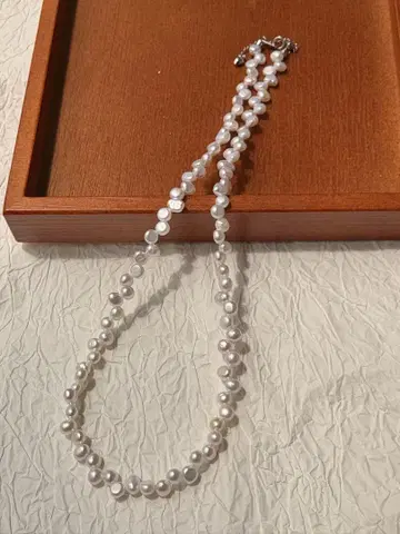 담수 펄 목걸이 작은 알갱이 펄 내추럴 고급 11-1