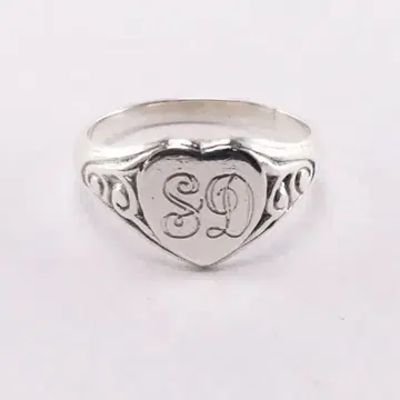 영국 실버 925 빈티지 연마 완료 하트 시그넷 반지 10호