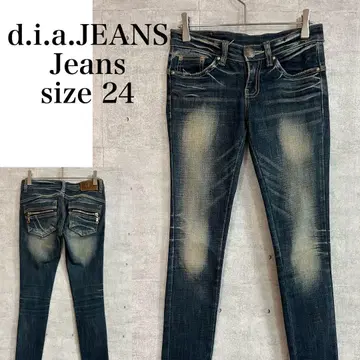 d.i.a.JEANS 데미지 스키니 데님 팬츠 블루 사이즈 24XS