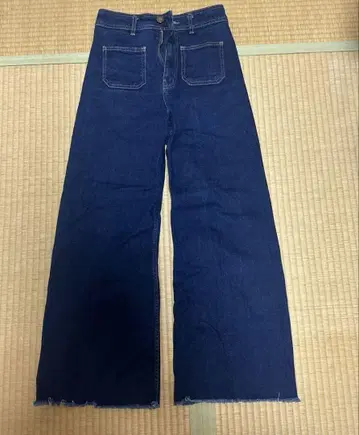 ZARA 패치 포켓 마린 스트레이트 와이드 데님 팬츠 36