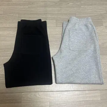 새상품급 UNIQLO C 맨투맨 와이드 팬츠 블랙 그레이 세트 사이즈 M
